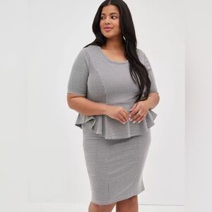 Torrid double knit houndstooth peplum dress black‎ and white women’s size 3X